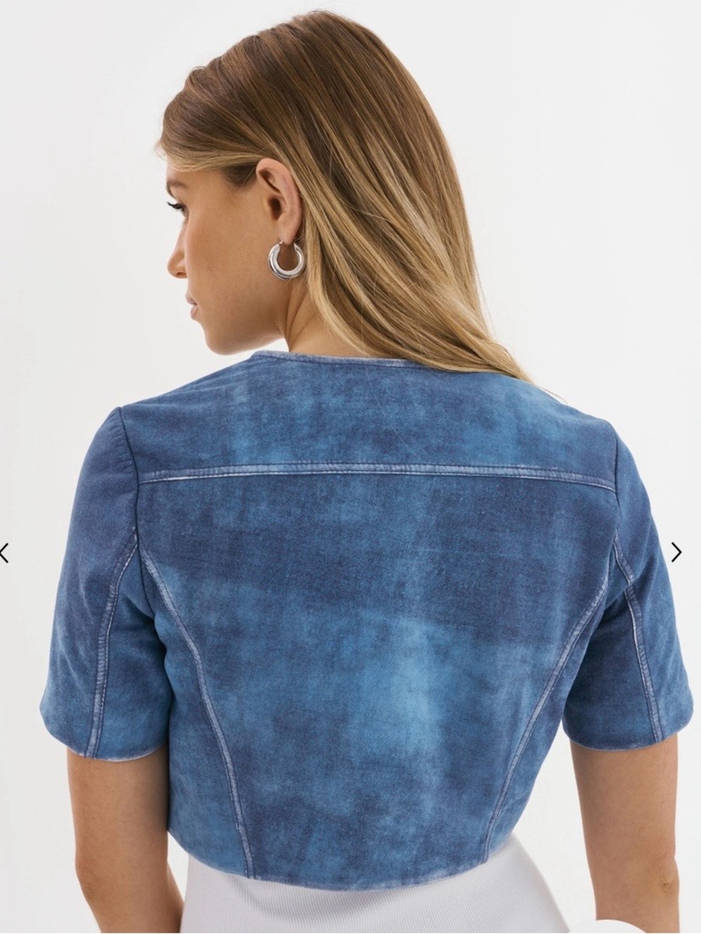 LAMARQUE KIRSI BLUE LEATHER CROPPED JACKET - Picture 3 of 12